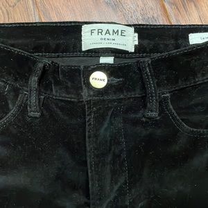 Frame Denim black velvet skinny jeans size 25